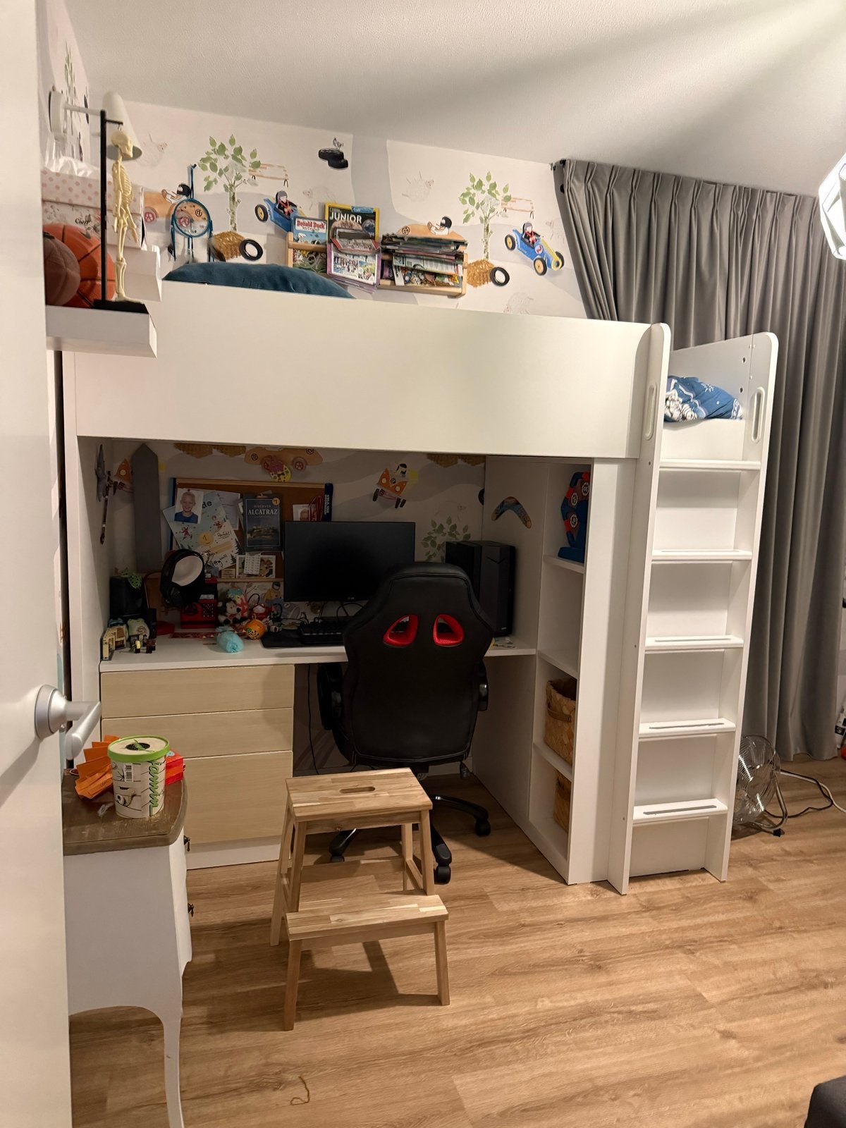 IKEA SMÅSTAD Hoogslaper met bureau en 3 lades, 90x200 cm, Ophalen, 85 tot 100 cm, Gebruikt, Hoogslaper of Stapelbed