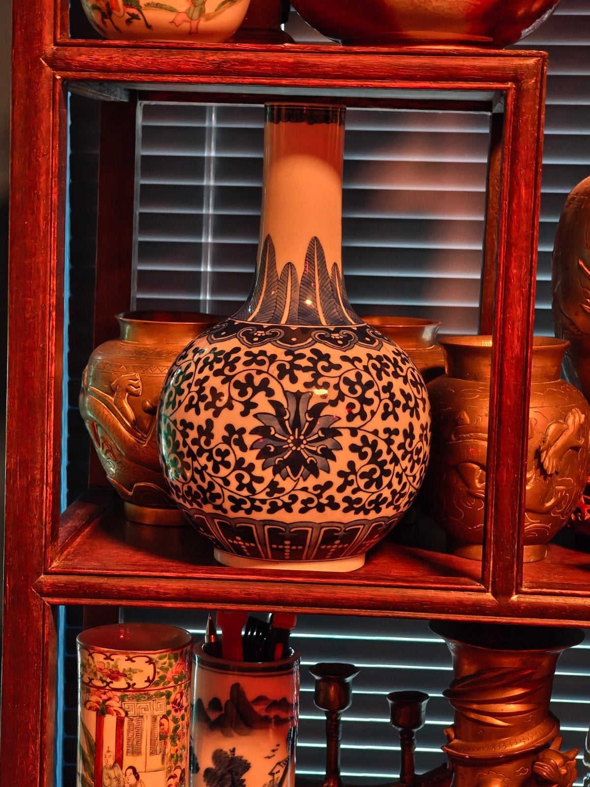 Stunning Hand-Painted Chinese Blue & White Vase (29 cm), Ophalen of Verzenden