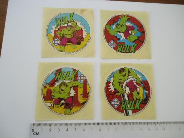 sticker oud HULK strip 1982 cartoon marvel comics campina 4x, Verzamelen, Stickers, Verzenden, Zo goed als nieuw