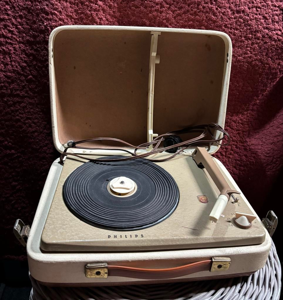 Vintage Philips Platenspeler - Draagbaar Koffer Model, Audio, Tv en Foto, Platenspelers, Ophalen of Verzenden, Gebruikt, Platenspeler