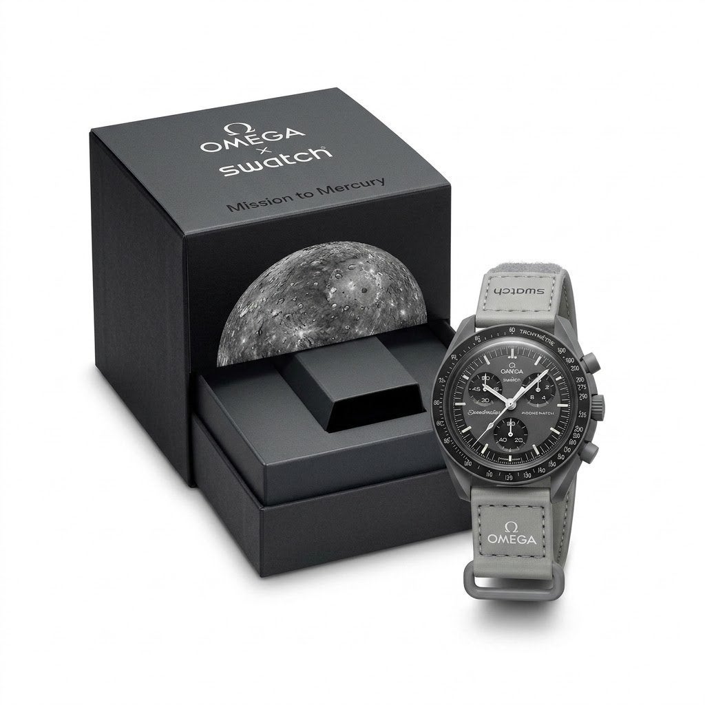 Omega x Swatch Bioceramic Moonswatch - Mission to Mercury, Kunststof, Polshorloge, Overige materialen, Nieuw