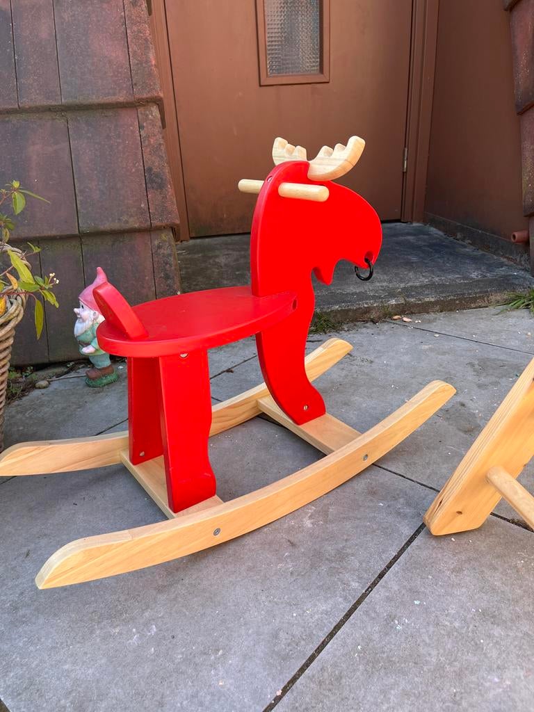 Hobbel eland - Rood houten hobbelpaard, Ophalen, Gebruikt, Overige typen