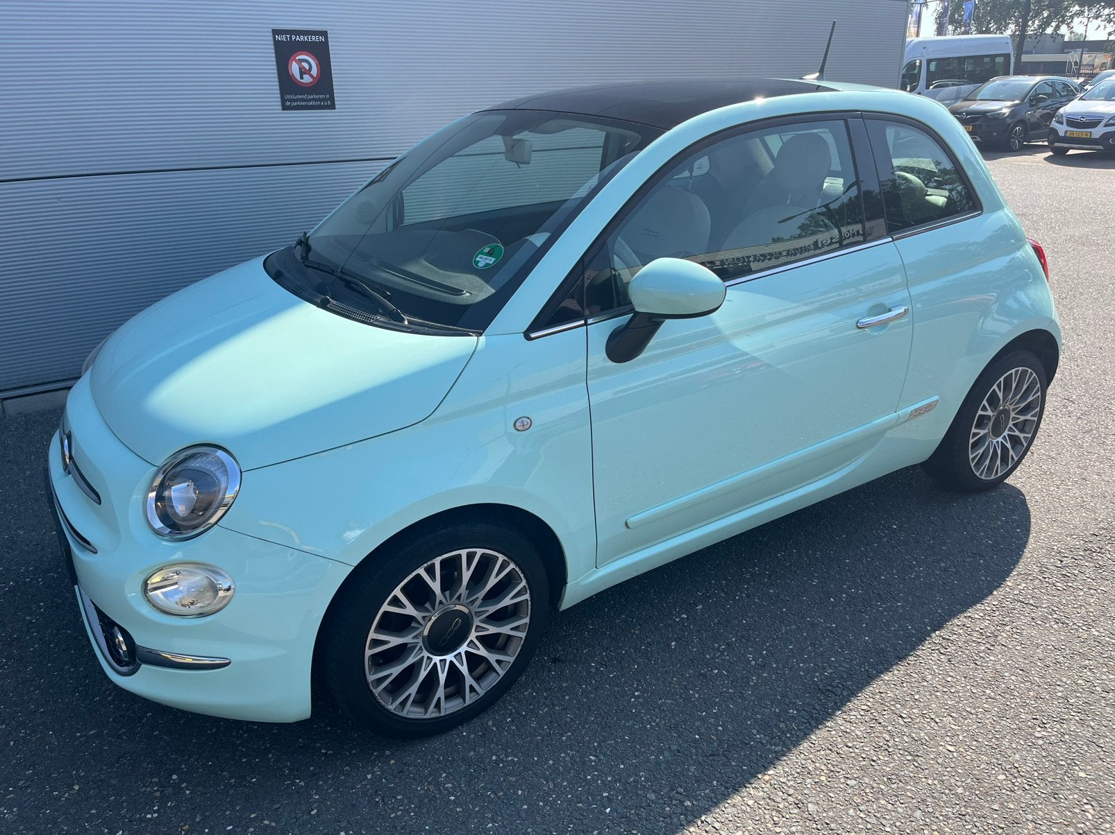 Fiat 500 Twinair Turbo 80pk 2017 Groen, Auto's, Voorwielaandrijving, 31 €/maand, 905 kg, Origineel Nederlands