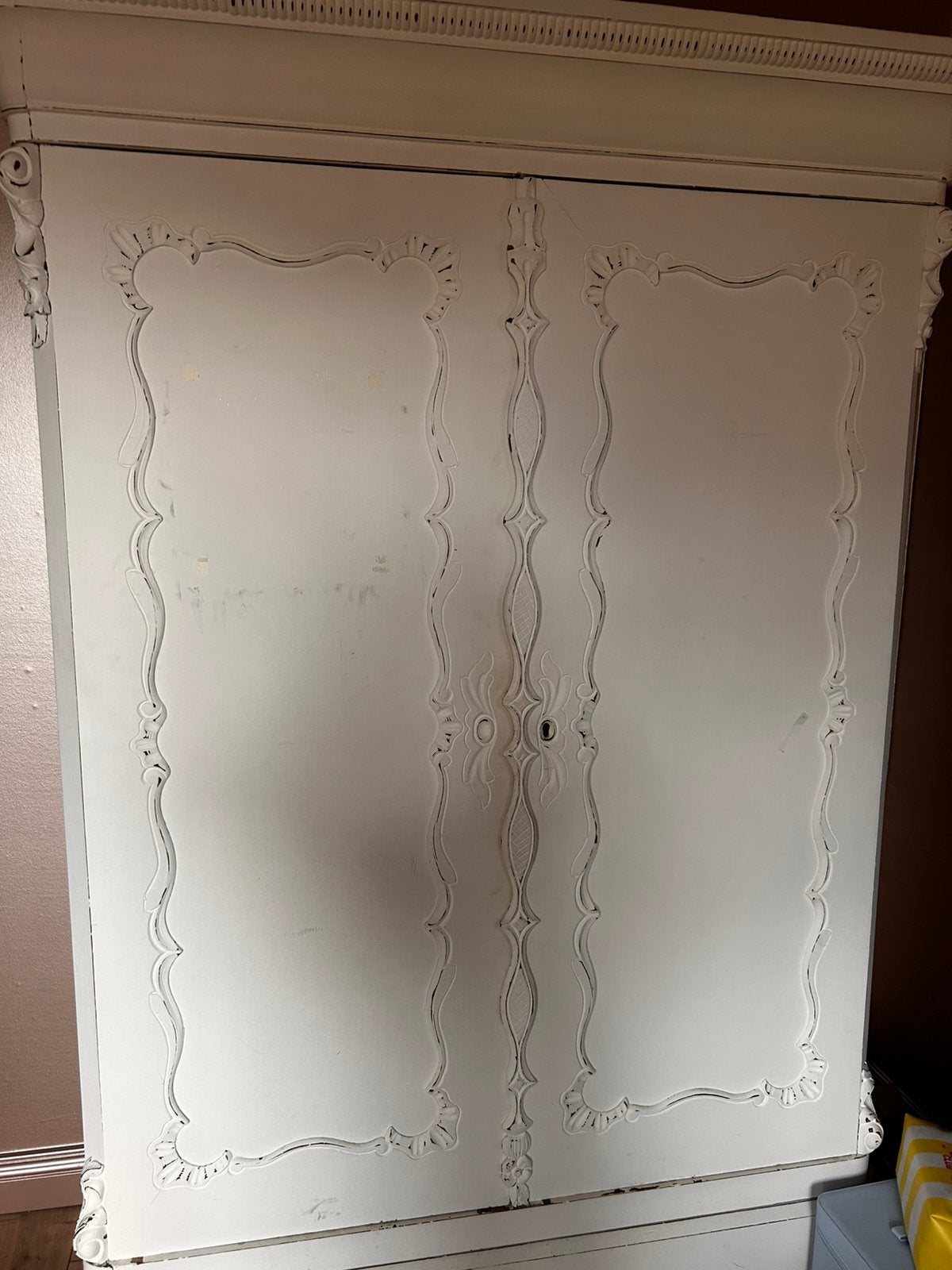 Witte brocante kast – vintage linnenkast, Ophalen