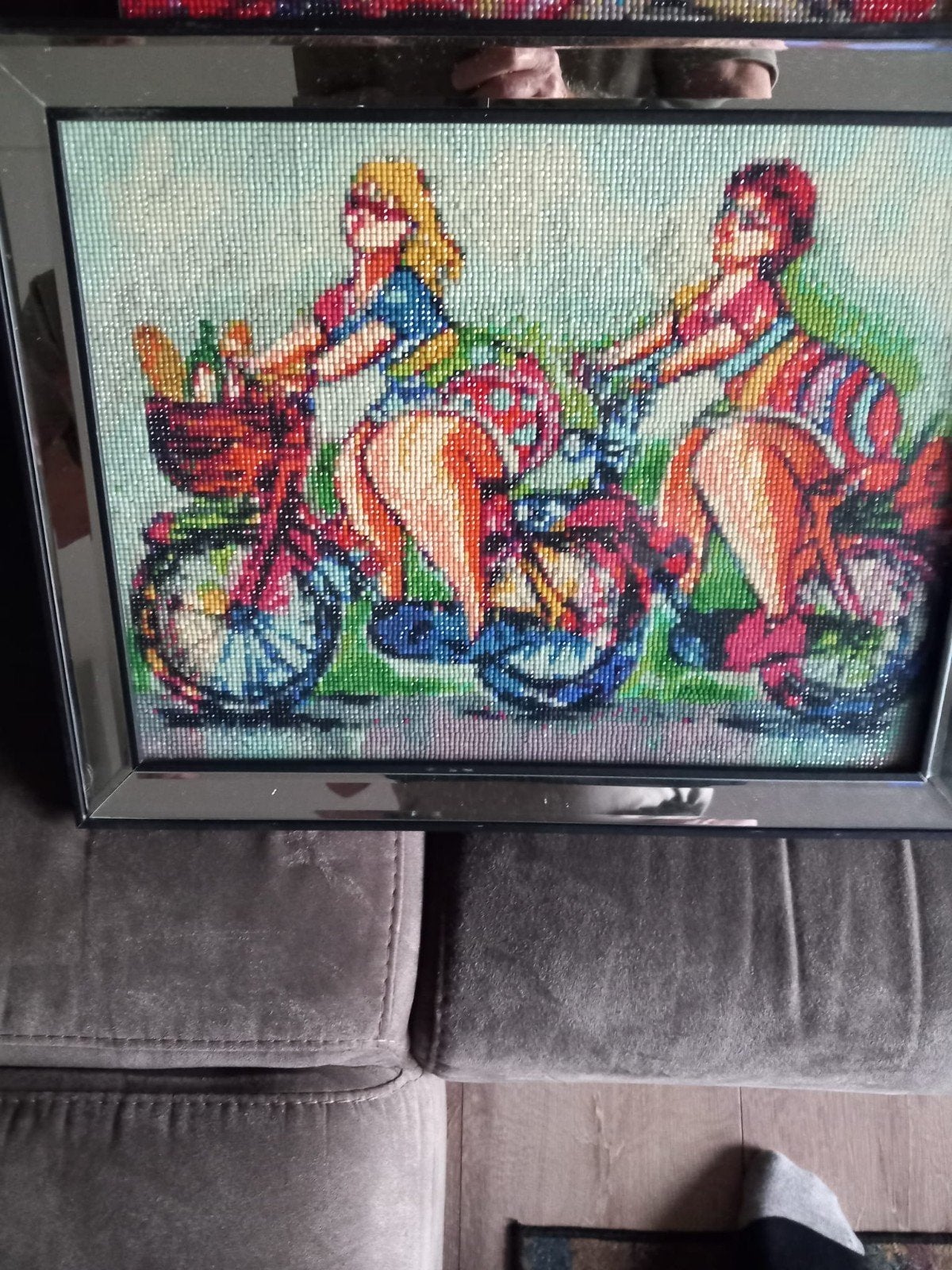 Diamond Painting: Vrolijke Dames op Fiets (Gratis), Groep mensen, Ophalen of Verzenden, Handgemaakt, Wanddecoratie