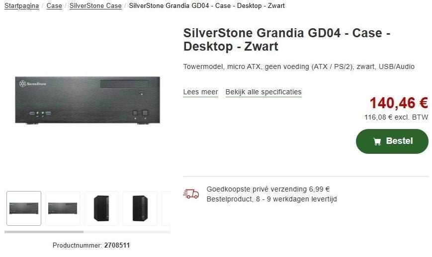 Fraaie HTPC kast Silverstone Grandia GD04 Nieuwstaat, Ophalen, Zo goed als nieuw