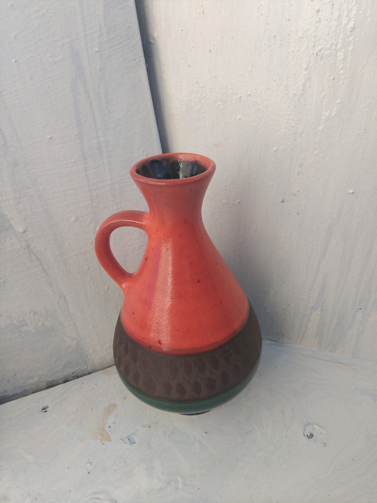 Vintage West Germany vaas 334-21 rood/groen, Ophalen of Verzenden
