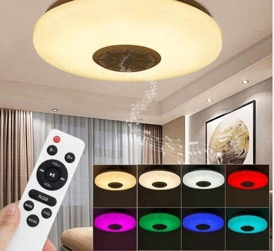LED Smart plafondlamp met bluetooth speaker- Plafonniere-, Ophalen of Verzenden, Nieuw, Plafondlamp
