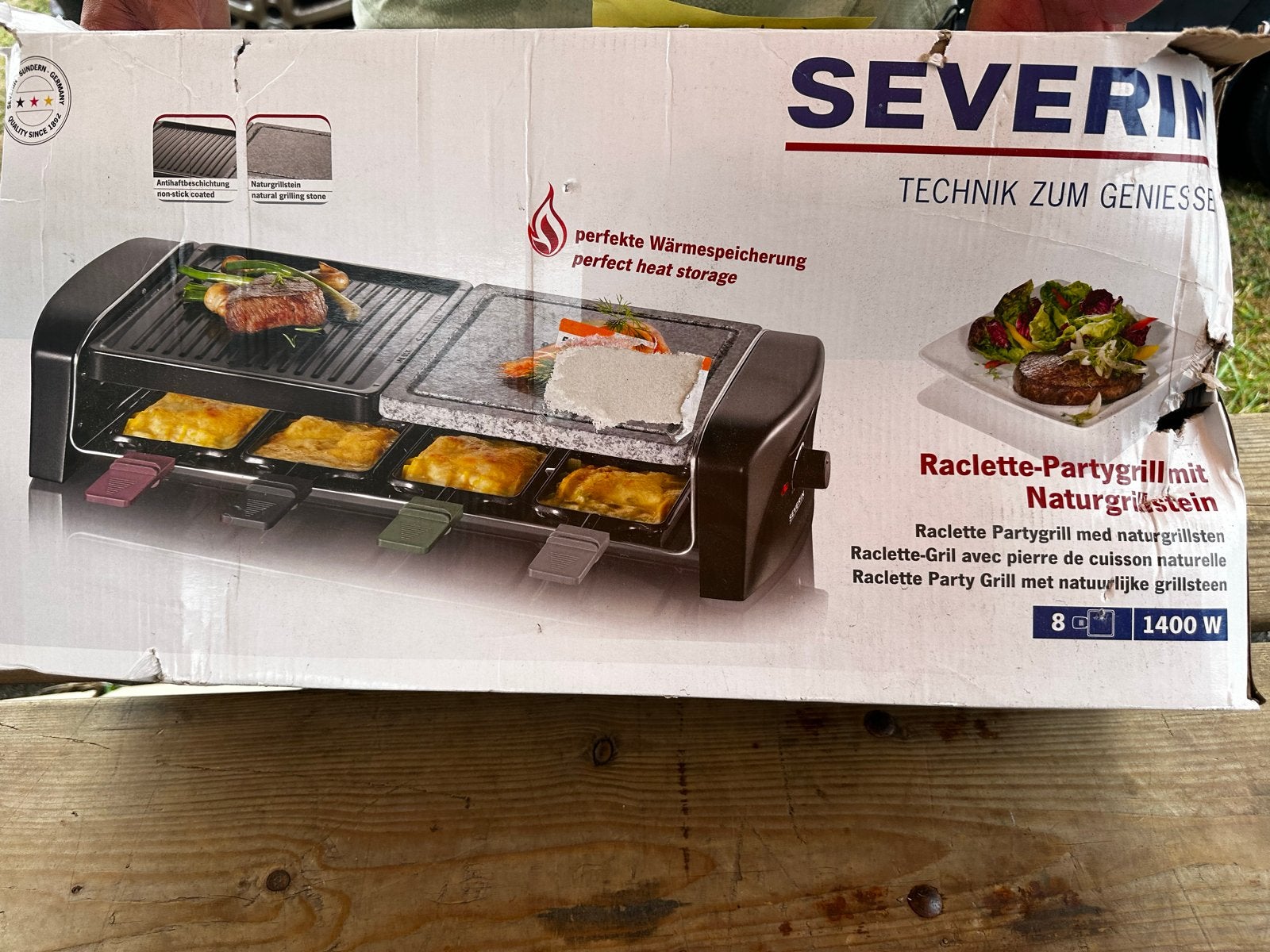 Severin Raclette-Partygrill met natuurgrillsteen 8 personen, Ophalen of Verzenden, Nieuw, 8 personen of meer