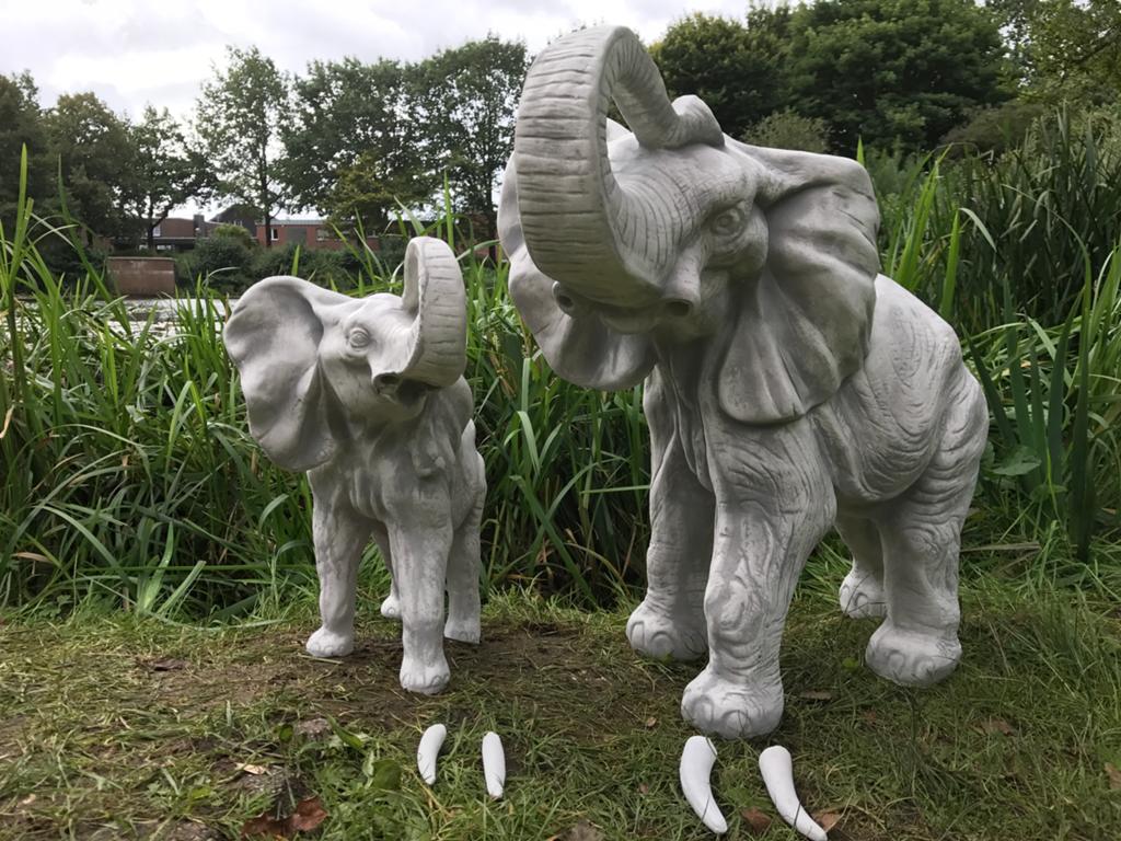 XL 120kg olifant Olifantengroep Vijver Elephant Tuinbeelden, Tuin en Terras, Ophalen of Verzenden, Nieuw, Beton, Dierenbeeld
