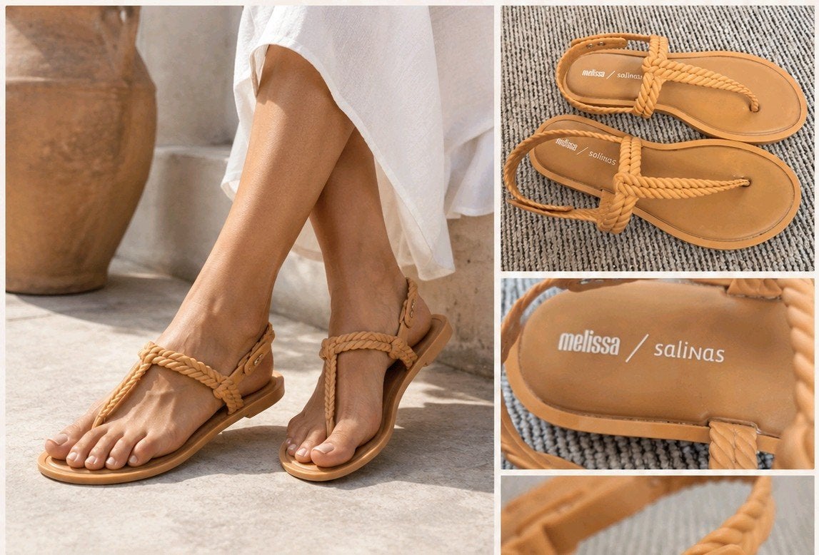 Melissa x Salinas sandalen mosterdgeel – maat 37, Melissa, Geel, Zo goed als nieuw, Sandalen of Muiltjes