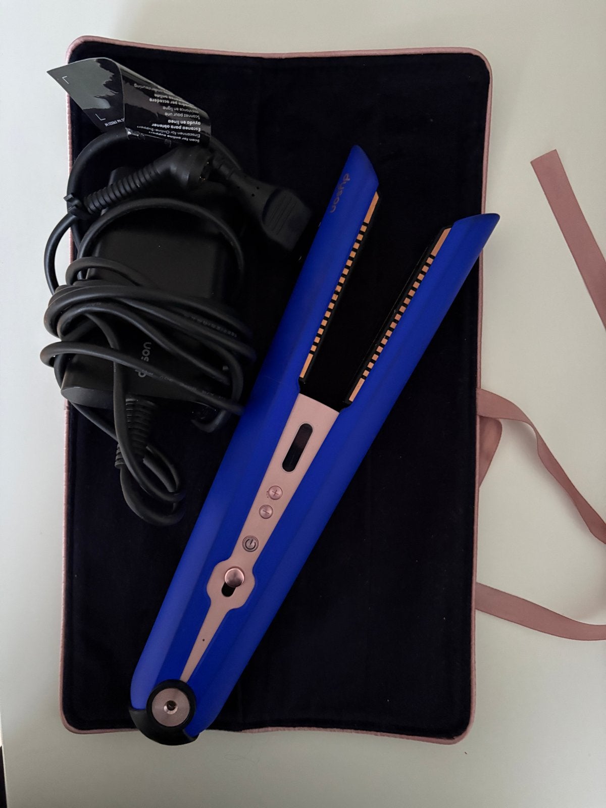 Dyson Corrale draadloze stijltang - Blauw/Roségoud, Ophalen of Verzenden, Zo goed als nieuw, Haarverzorging