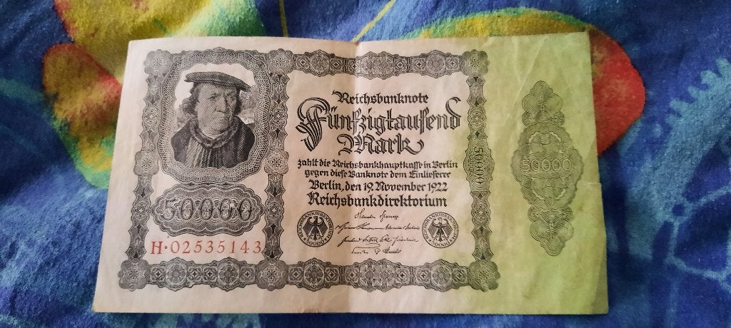 German Reichsbanknote 50.000 Mark berlin 19 november 1922, Postzegels en Munten, Ophalen of Verzenden, Duitsland, Los biljet