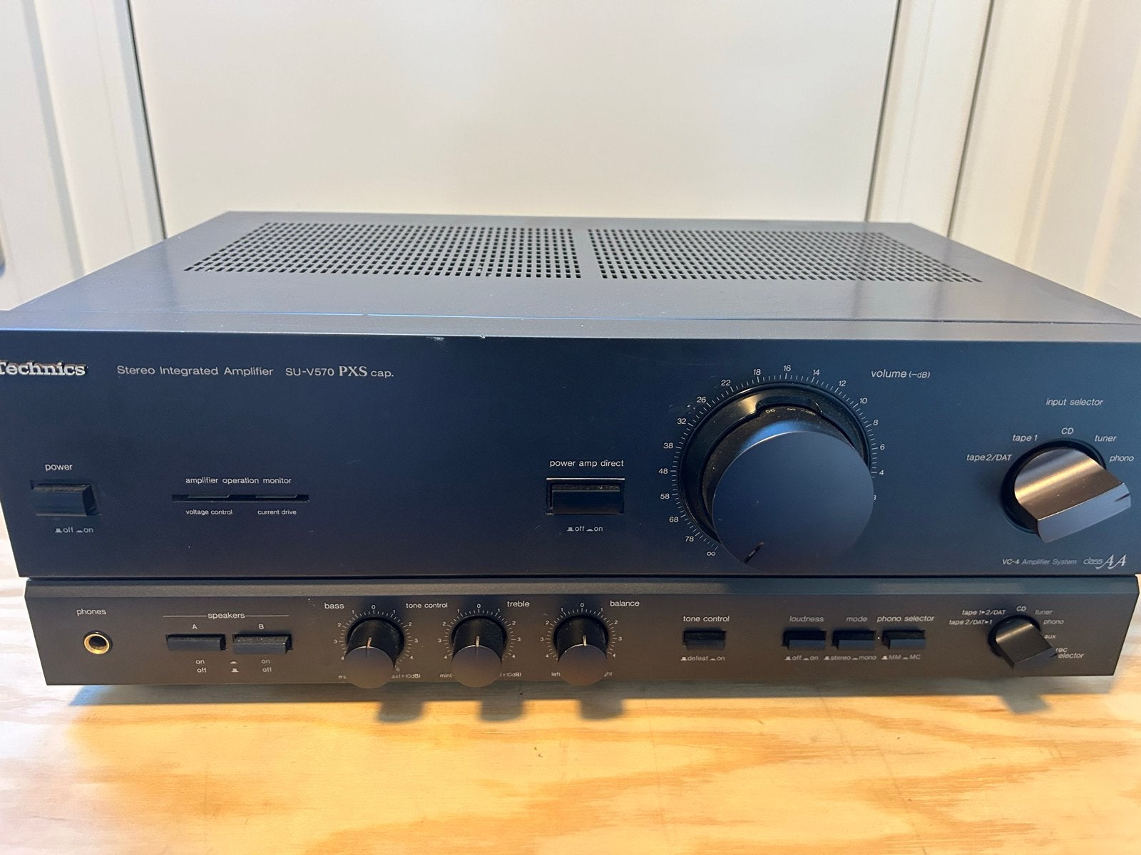 Technics SU-V570 PXS cap. Stereo Geïntegreerde Versterker, Gebruikt, 60 tot 120 watt, Stereo, Ophalen