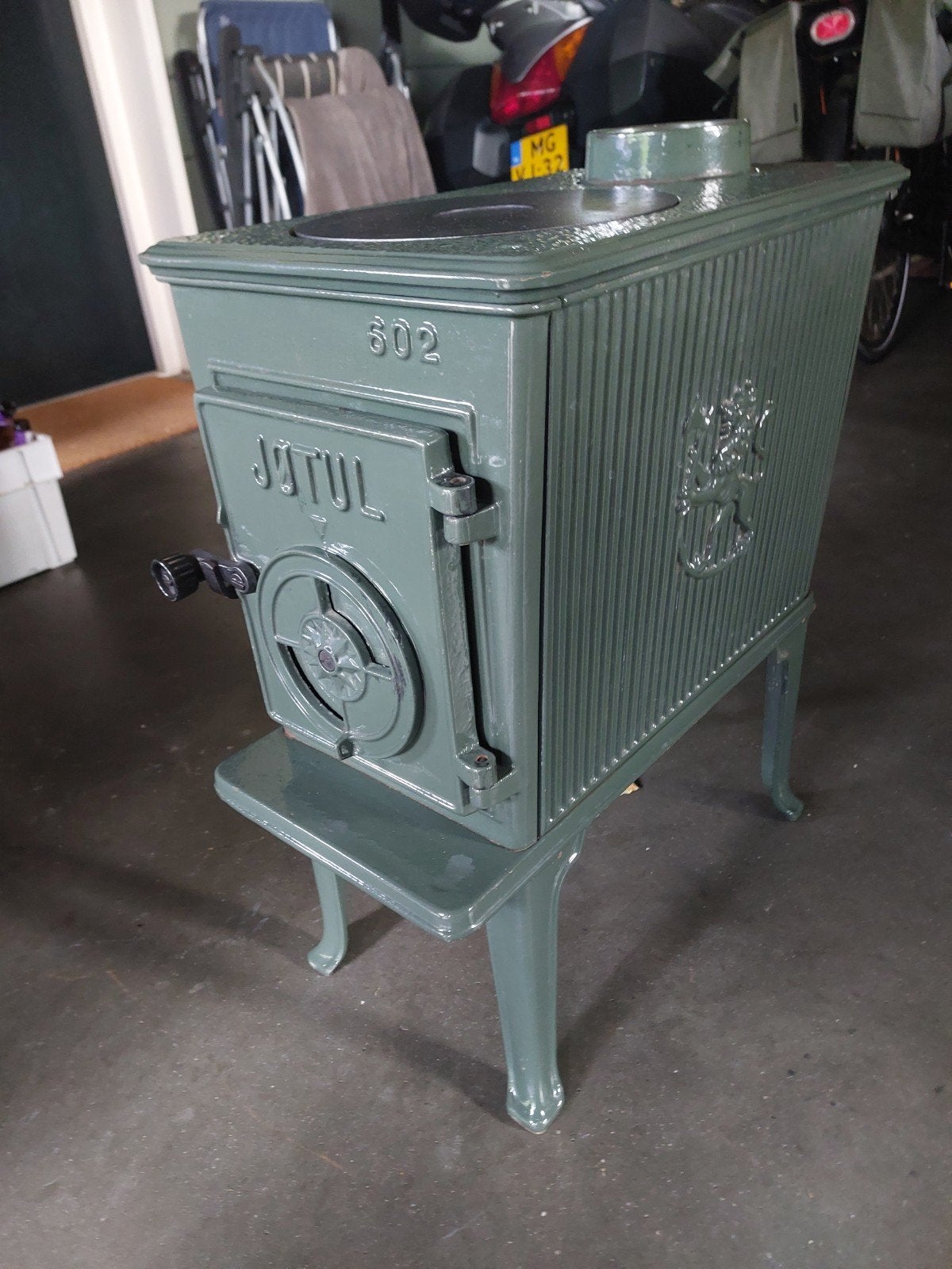 jotul 206 houtkachel groen geëmailleerd, Huis en Inrichting, Ophalen, Houtkachel, Zo goed als nieuw, Vrijstaand