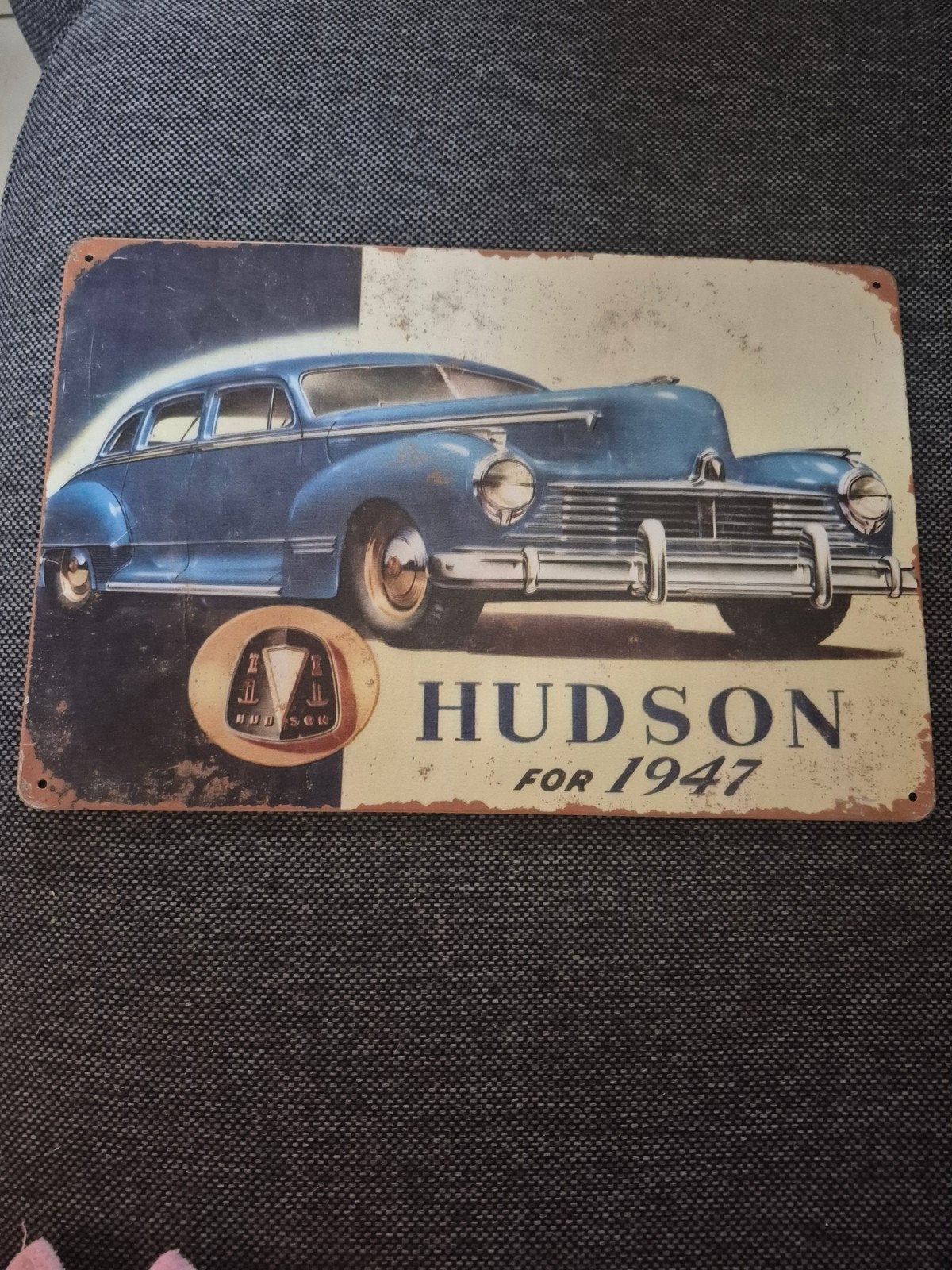 Vintage Hudson 1947 Auto Metalen Bord Decoratie, Verzamelen, Ophalen of Verzenden, Zo goed als nieuw, Auto's