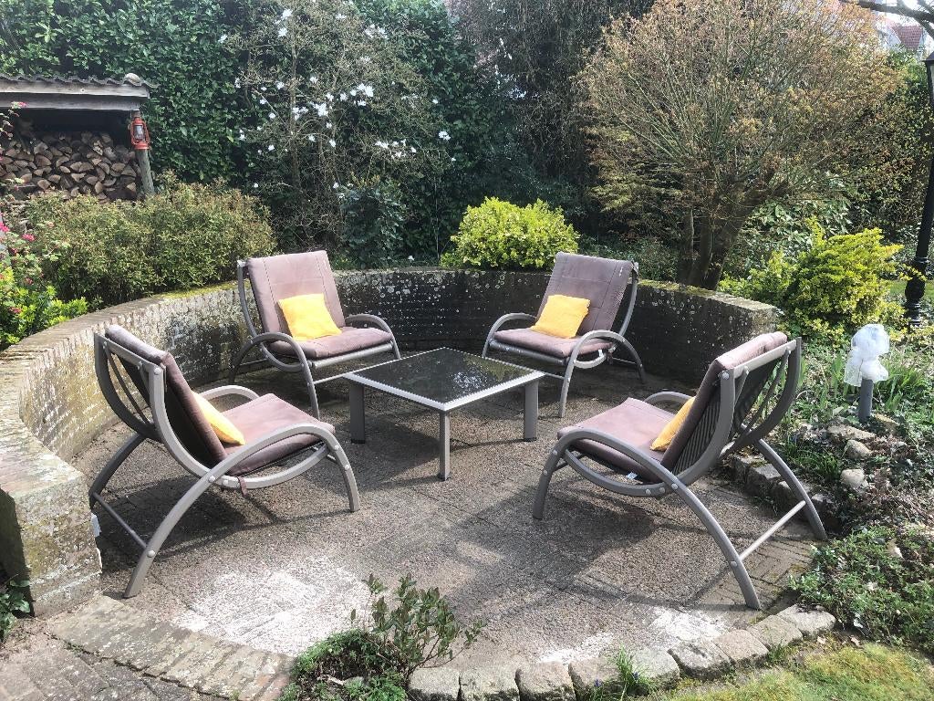 Loungeset Kettler, Ophalen, 4 zitplaatsen, Gebruikt, Bijzettafel