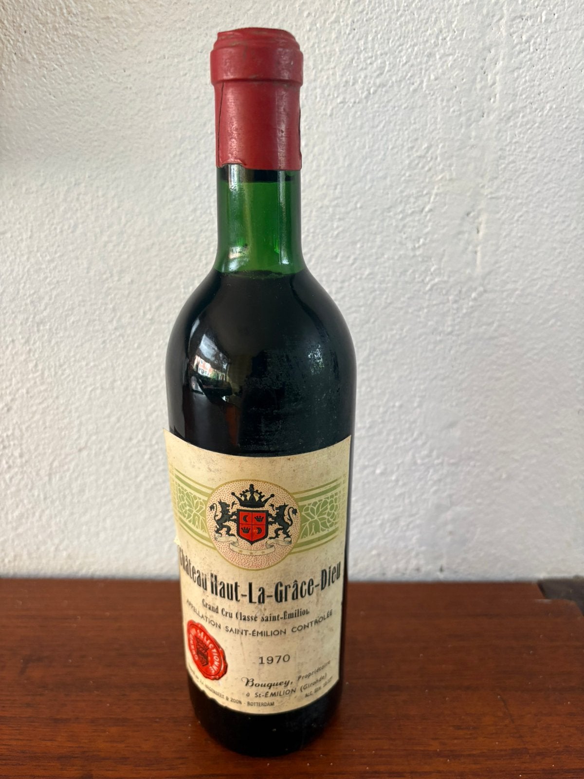 Chateau Haut-La-Grace-Dieu 1970, Verzamelen, Ophalen of Verzenden, Zo goed als nieuw, Frankrijk, Rode wijn