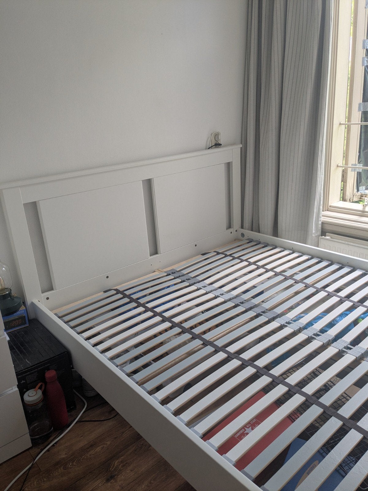 IKEA SONGESAND tweepersoonsbed 160x200 + LÖNSET lattenbodem, Ophalen, Gebruikt, Wit, Tweepersoons