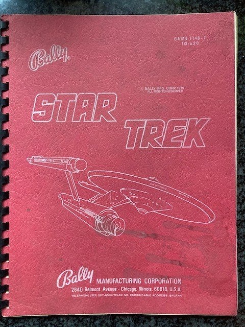 BALLY STAR TREK MANUAL, Verzamelen, Automaten | Flipperkasten, Elektronisch, Bally, Ophalen of Verzenden, Zo goed als nieuw