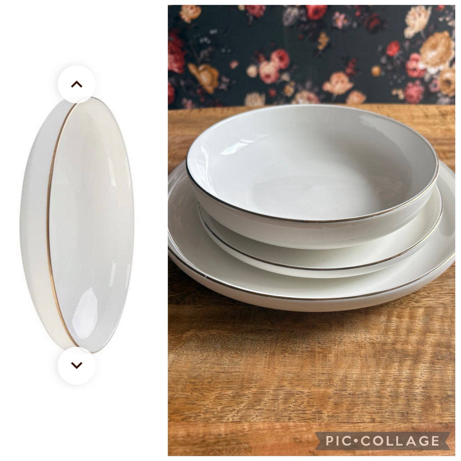 Service wit &goud, Huis en Inrichting, Keuken | Servies, Ophalen of Verzenden, Zo goed als nieuw, Bord(en), Overige stijlen