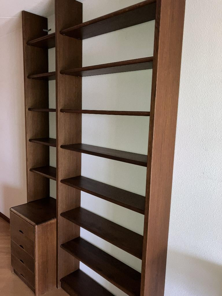 Moderne Open  boekenkast - eiken, Ophalen, Gebruikt, 100 tot 150 cm, 200 cm of meer