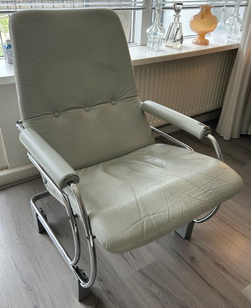 Fauteuil Jan de Bouvrie, Huis en Inrichting, Fauteuils, Ophalen, Gebruikt, 75 tot 100 cm, Leer