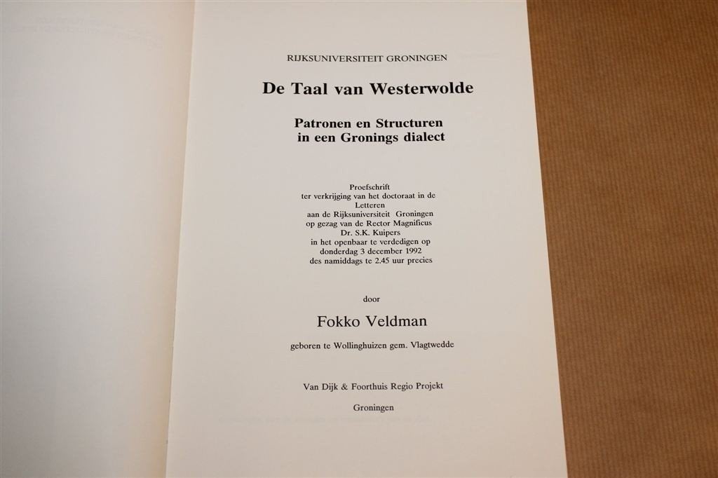 De Taal van Westerwolde — Gronings Dialect Naslagwerk 318p, Ophalen of Verzenden, Gelezen
