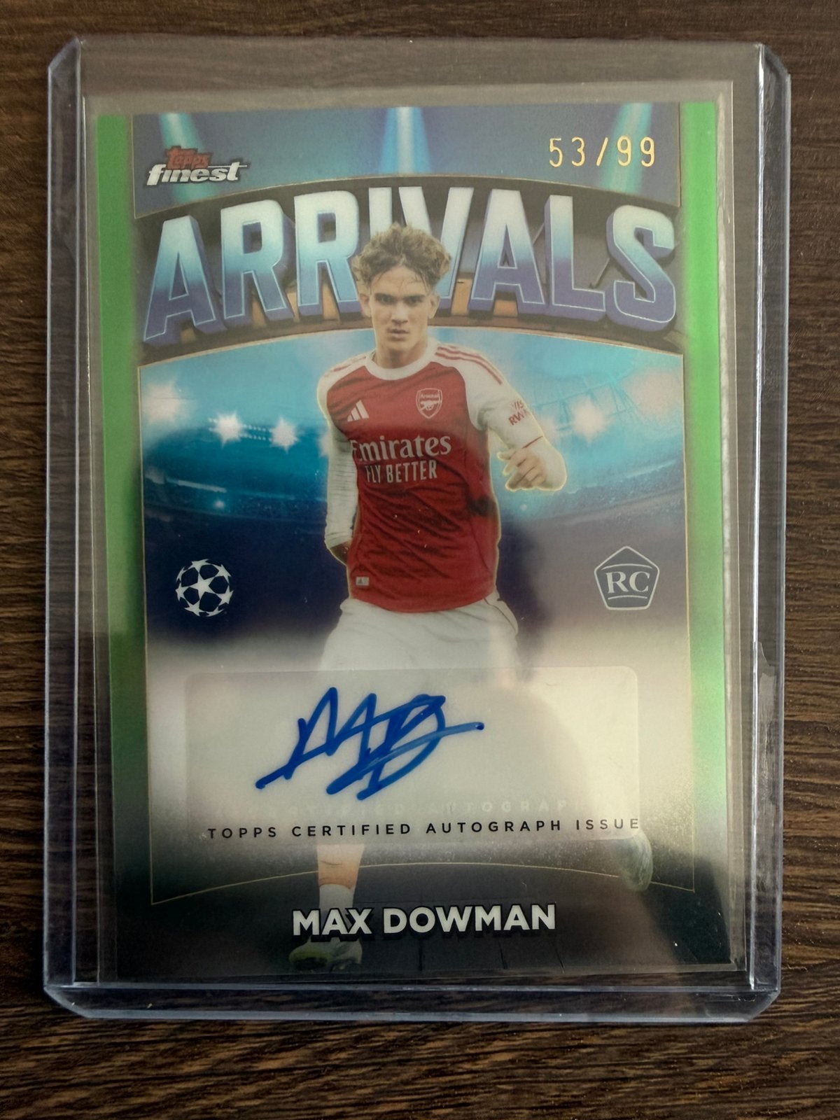 25/26 Topps Finest Arrivals Max Dowman RC Auto /99, Ophalen of Verzenden, Zo goed als nieuw, Plaatje