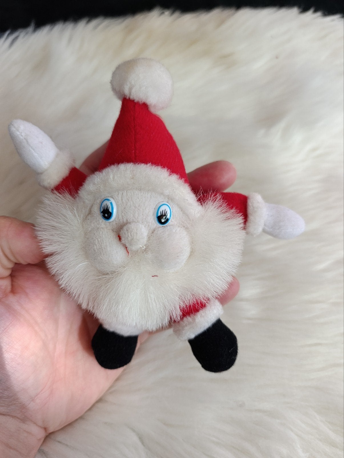 Vintage kerstman knuffel – Kleine pluche kerstman, Ophalen of Verzenden, Zo goed als nieuw