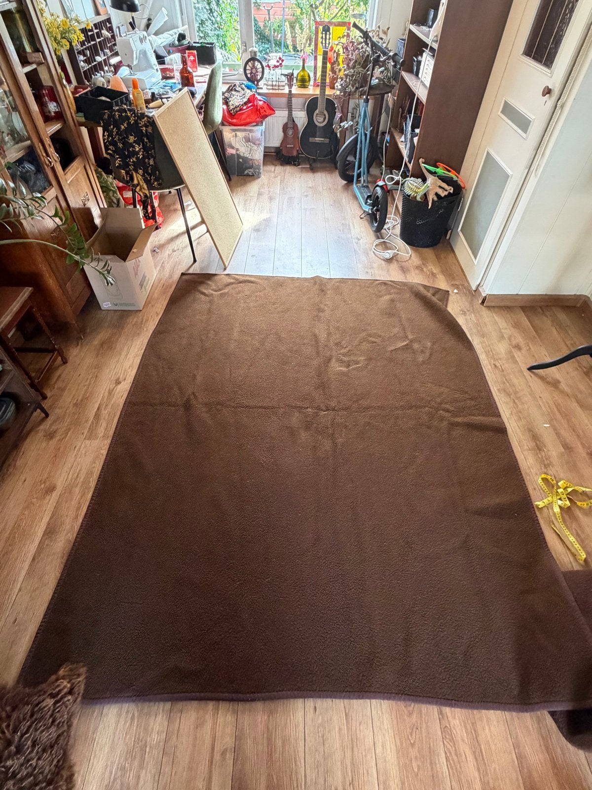 Vintage deken, bruin/oranje, vermoedelijk aabe, Gebruikt, Bruin, 150 tot 200 cm, Ophalen of Verzenden