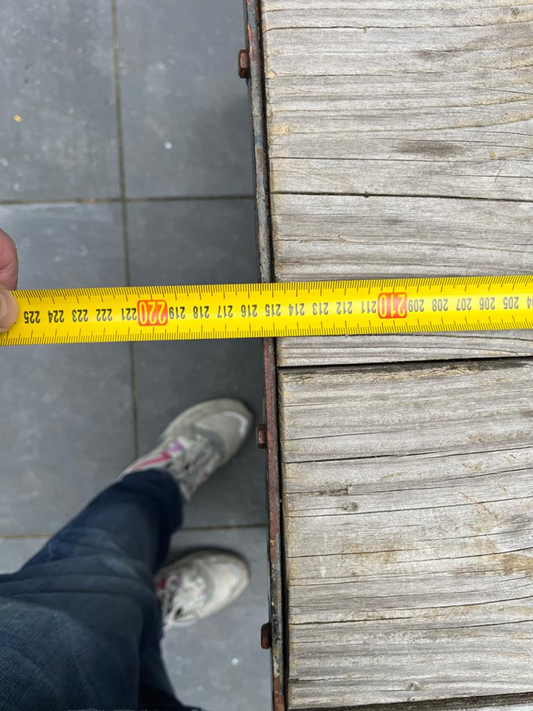 Robuuste tuintafel met steigerbuis frame, Ophalen, Zo goed als nieuw, Rechthoekig, Hout