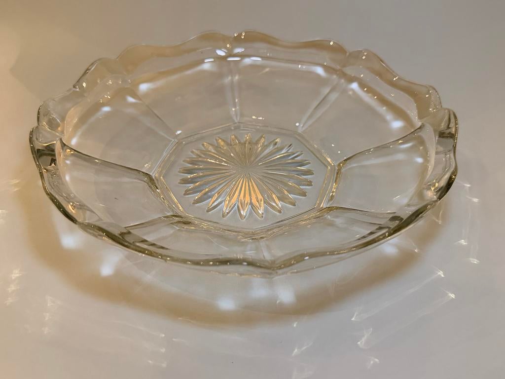 Art Nouveau Glazen Serveerschaal - Bloemmotief, Ophalen of Verzenden