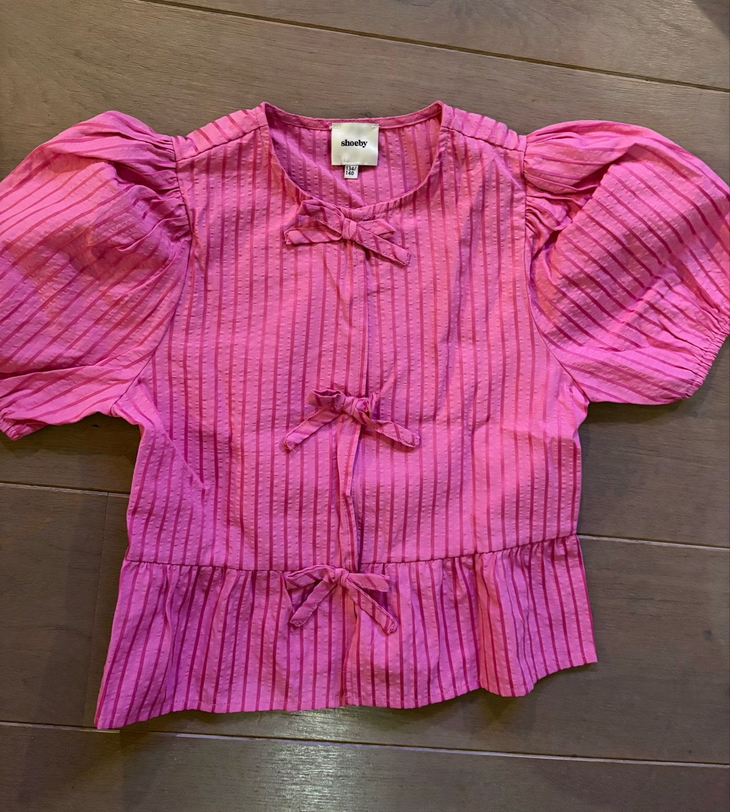 Leuk setje: Shoeby blouse roze (134/140) & H&M jeans (140), Ophalen of Verzenden, Gebruikt, Meisje, Setje