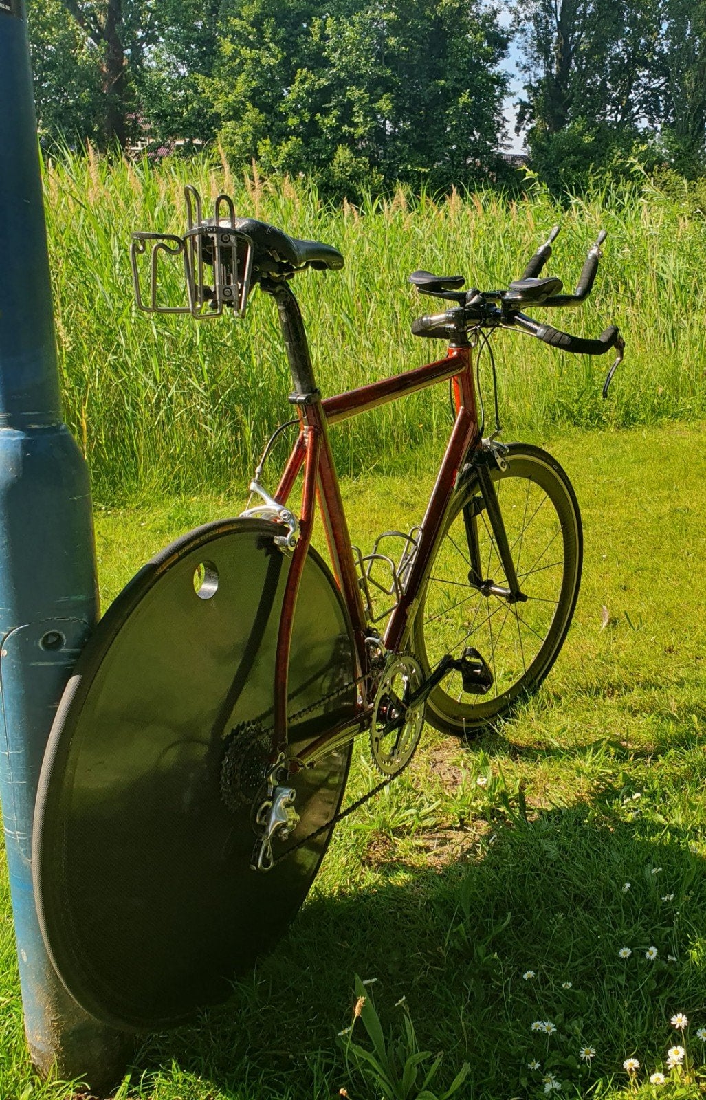 Campagnolo tijdritfiets maat 58, dicht Campa 10speed achter!, Fietsen en Brommers, Fietsen | Racefietsen, 28 inch, Gebruikt, Velgrem