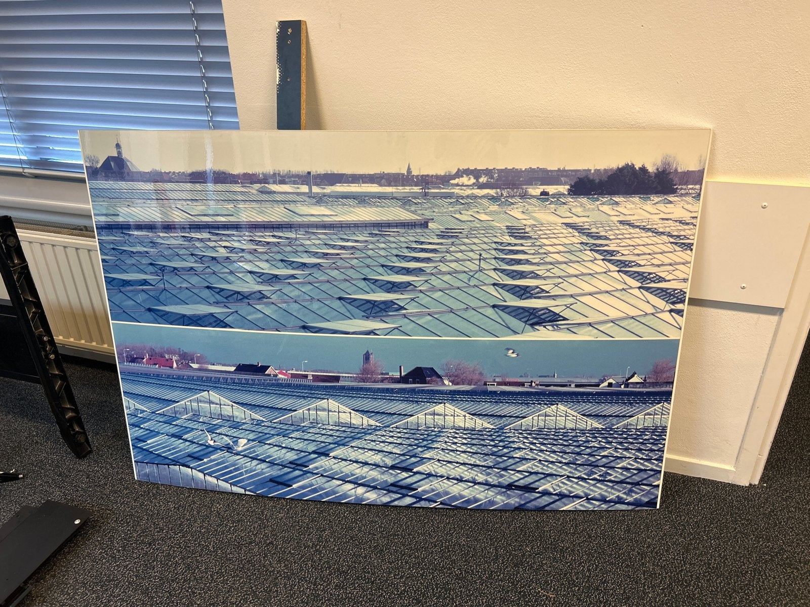 Grote foto/poster van kassen in het Westland 150x100 cm, Ophalen, Gebruikt, 125 cm of meer, Foto of Poster