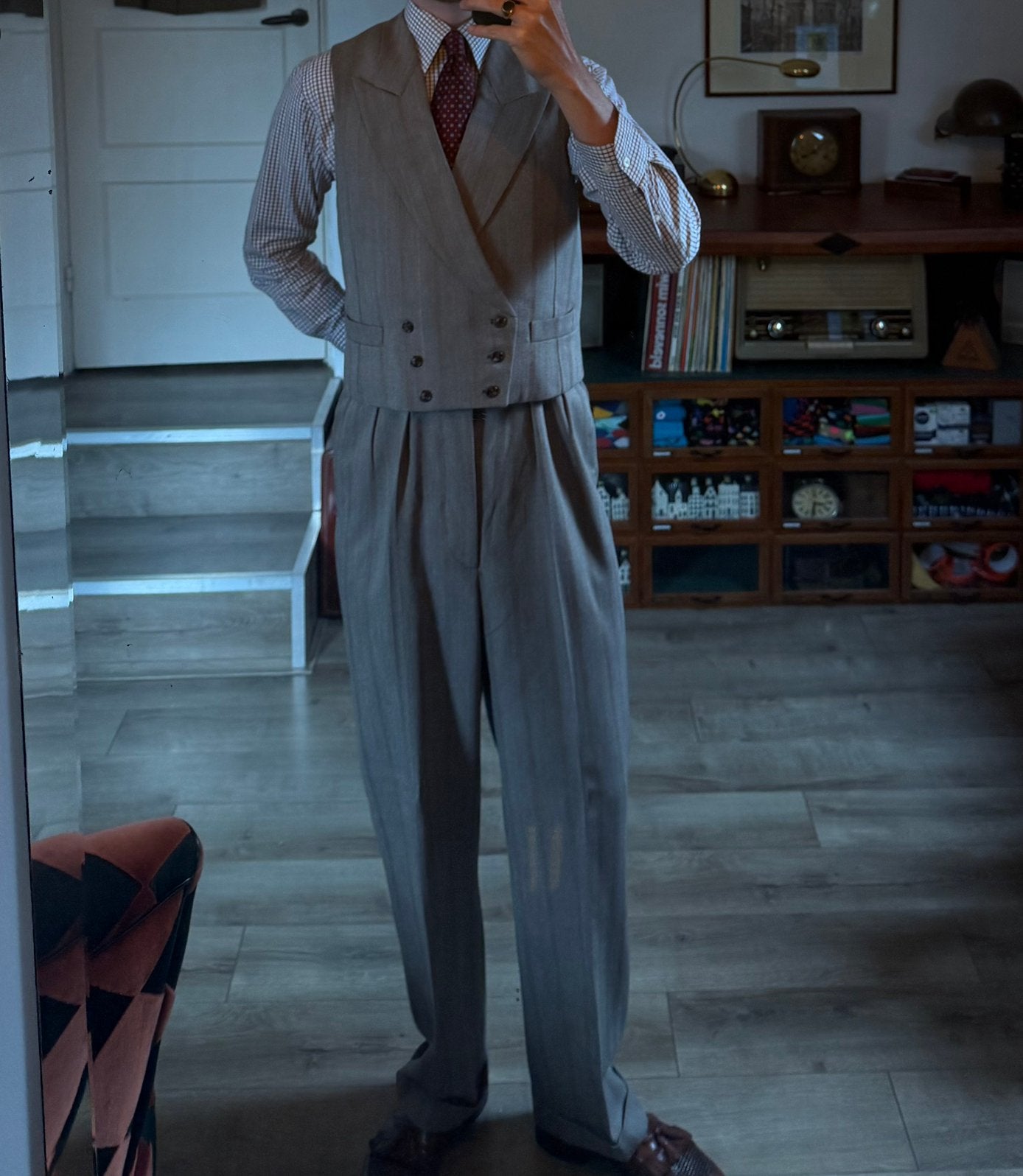 1930s/40s set handmade waistcoat & fishtail trousers, Ophalen of Verzenden, Heren