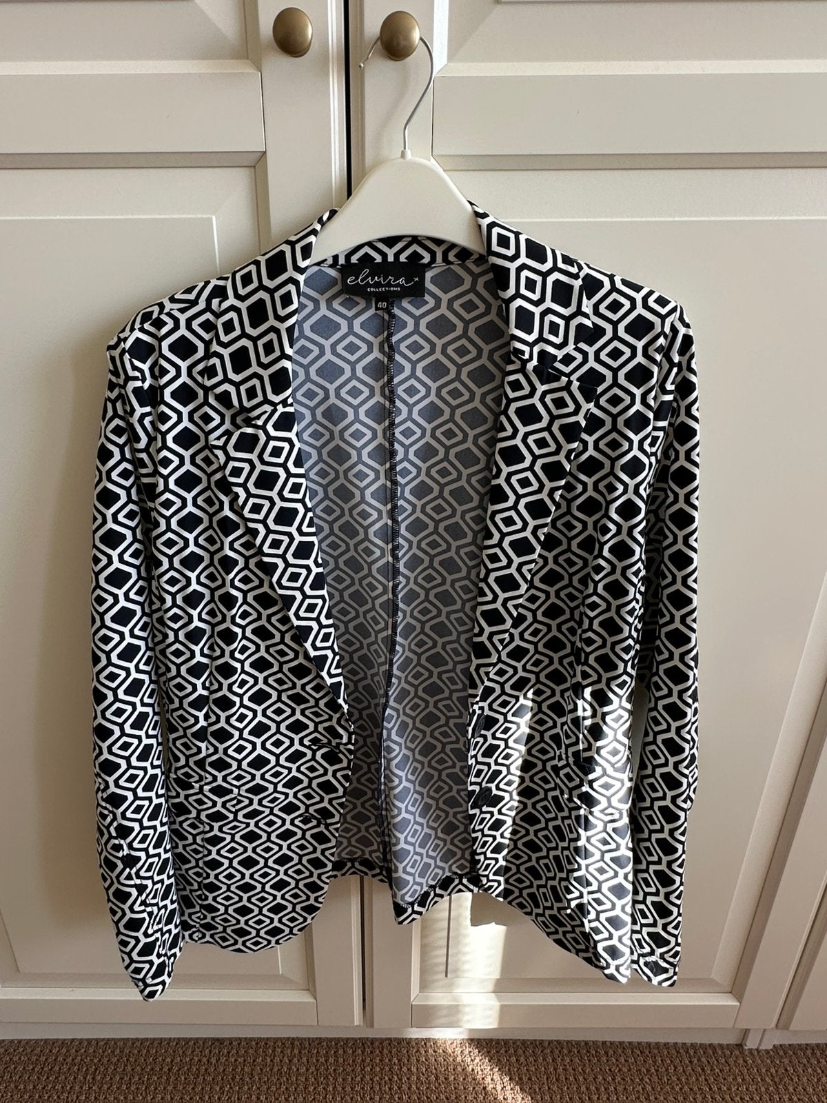 Travelstof colbert maat 38, Ophalen of Verzenden, Zo goed als nieuw, Maat 38/40 (M), Blauw