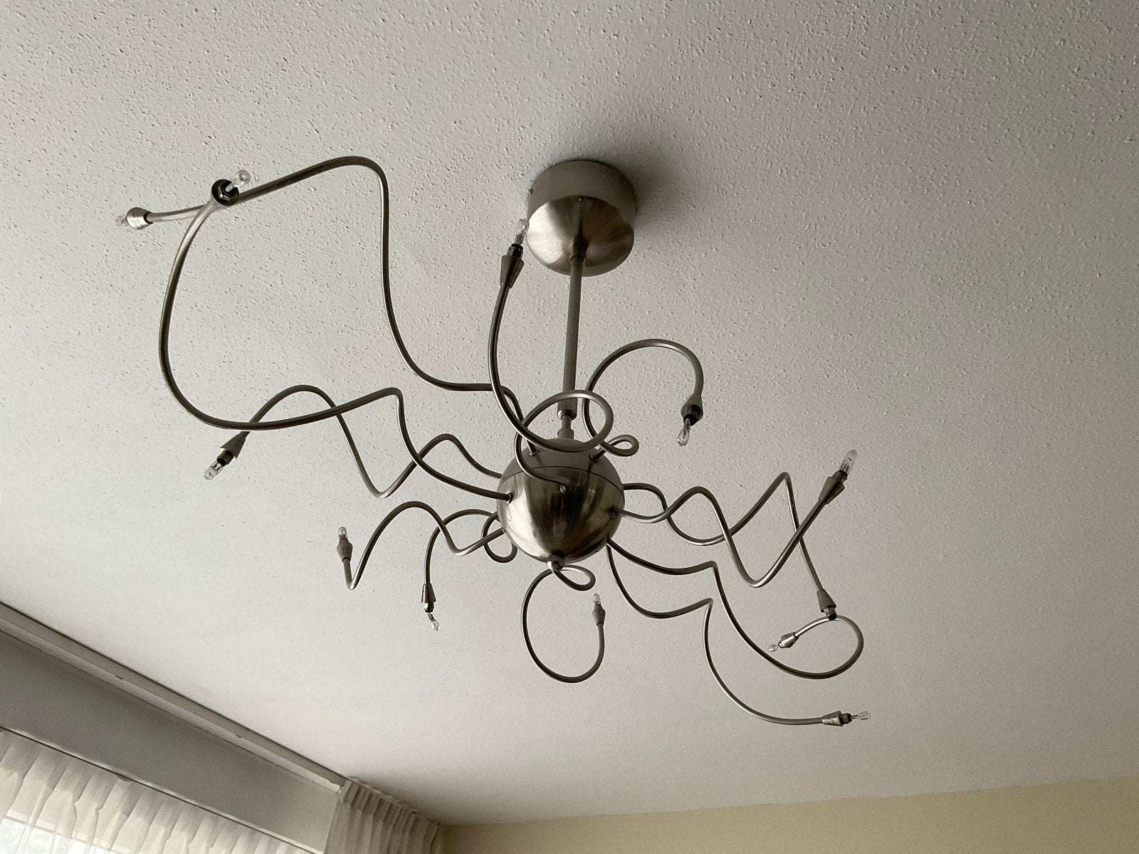 Moderne spinnenlamp plafondlamp met 12 lichtpunten, Huis en Inrichting, Lampen | Hanglampen, Ophalen, Gebruikt, Metaal, Overige fittingen