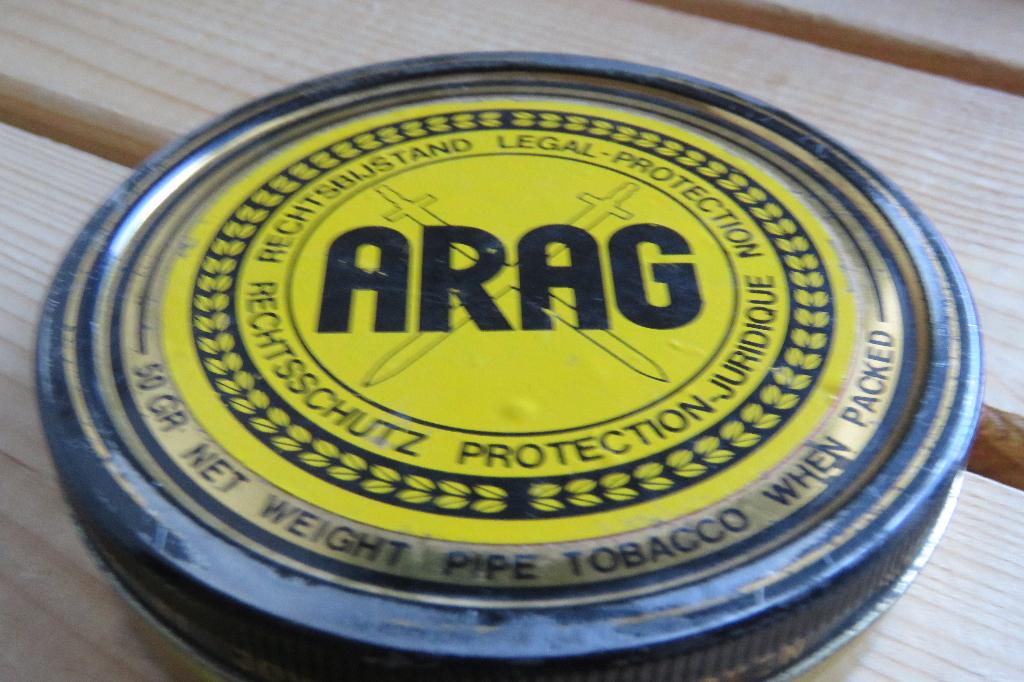 Blik met Arag sticker, Verzamelen, Blikken, Ophalen of Verzenden, Gebruikt, Overige, Overige merken