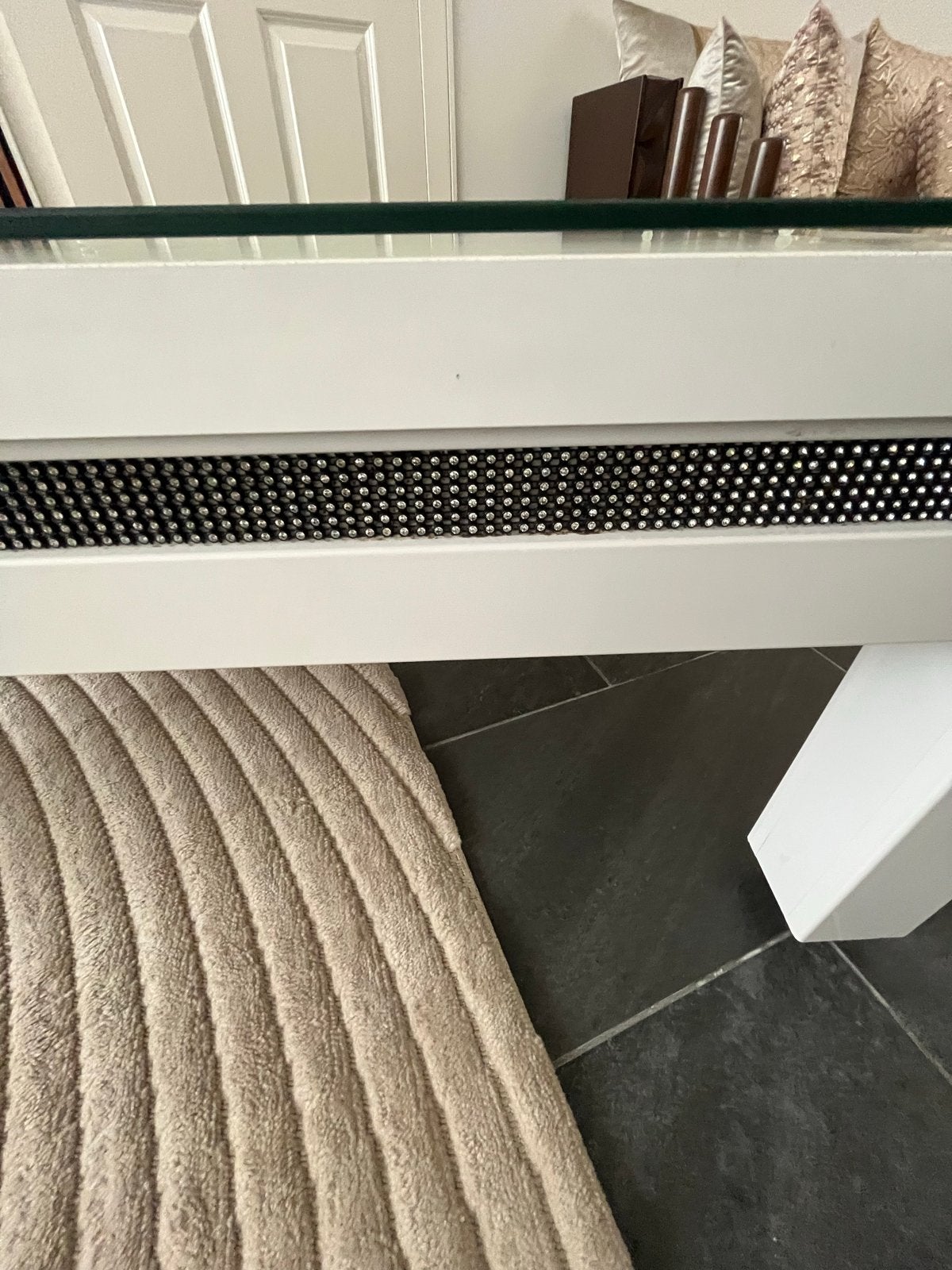 Salontafel wit met glasplaat, 130x66x47 cm, goede staat, Ophalen, 100 tot 150 cm, 50 tot 100 cm, Glas