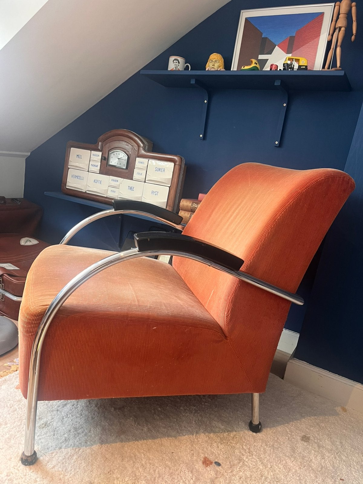 Vintage Rachmaninov stoel, Ophalen, Gebruikt, 75 tot 100 cm, Stof