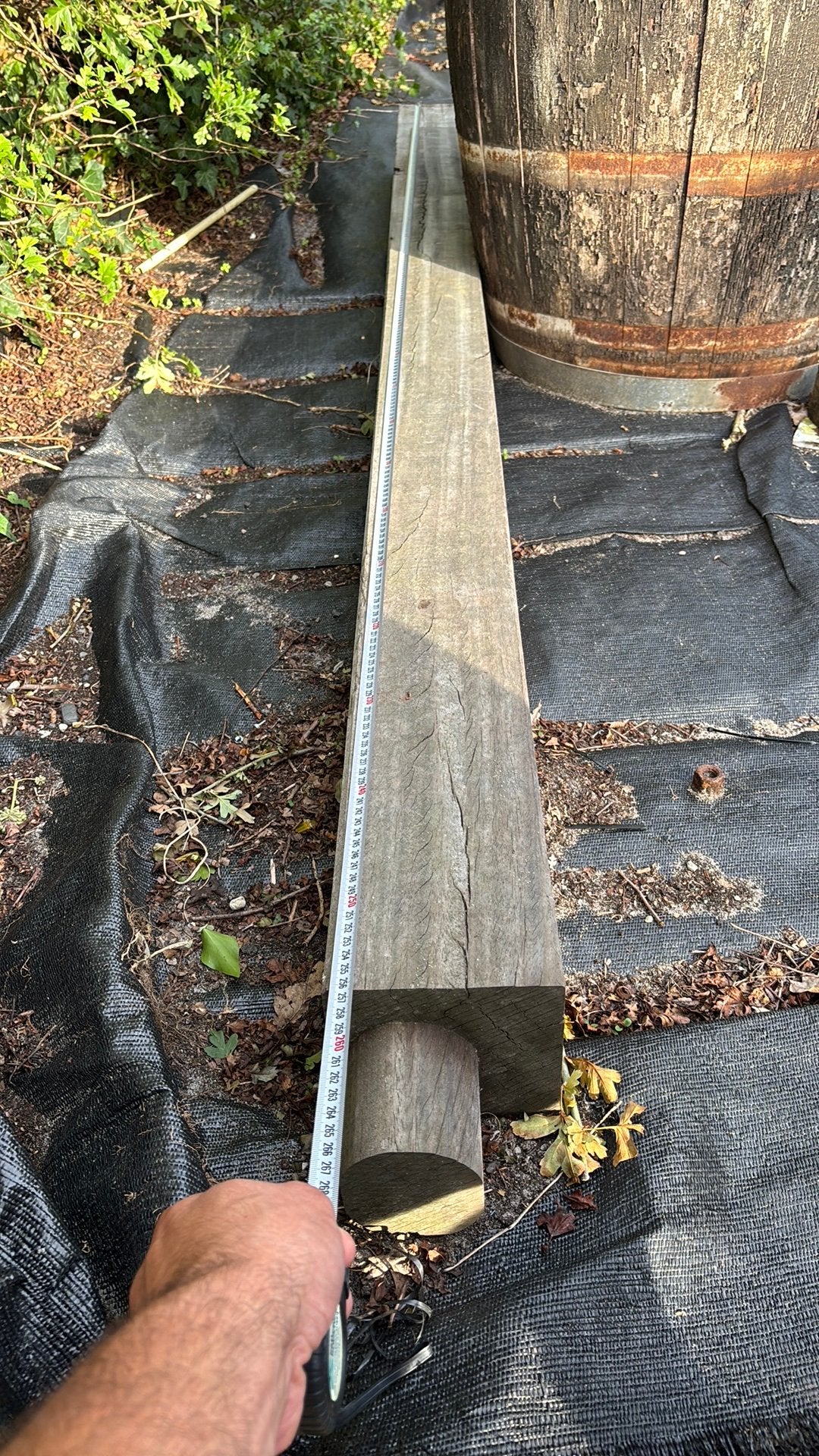 Hardhouten paal 14cmx14cmx2,56mtr, Ophalen of Verzenden, Zo goed als nieuw, 250 tot 300 cm, 50 mm of meer