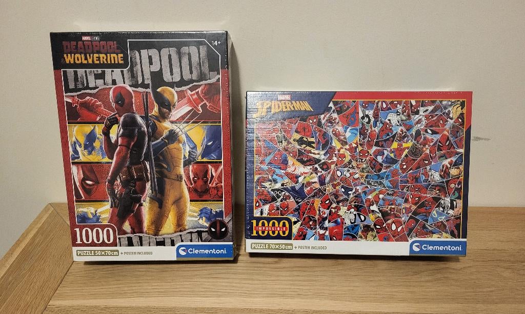 Nieuw! 2x puzzel, Spiderman Deadpool Wolverine, 1000 stukjes, Ophalen of Verzenden, 500 t/m 1500 stukjes, Nieuw, Legpuzzel