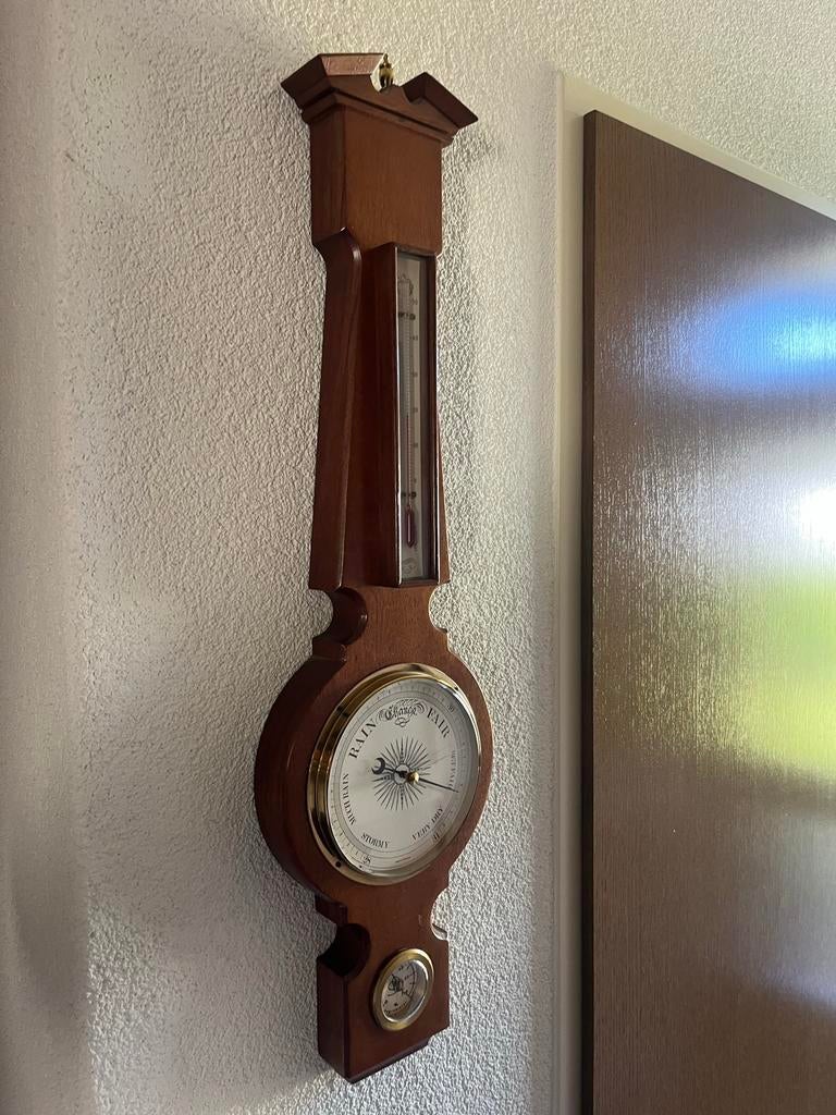 Vintage Weerstation met Barometer, Thermometer, Hygrometer, Audio, Tv en Foto, Weerstations en Barometers, Ophalen, Gebruikt, Weerstation