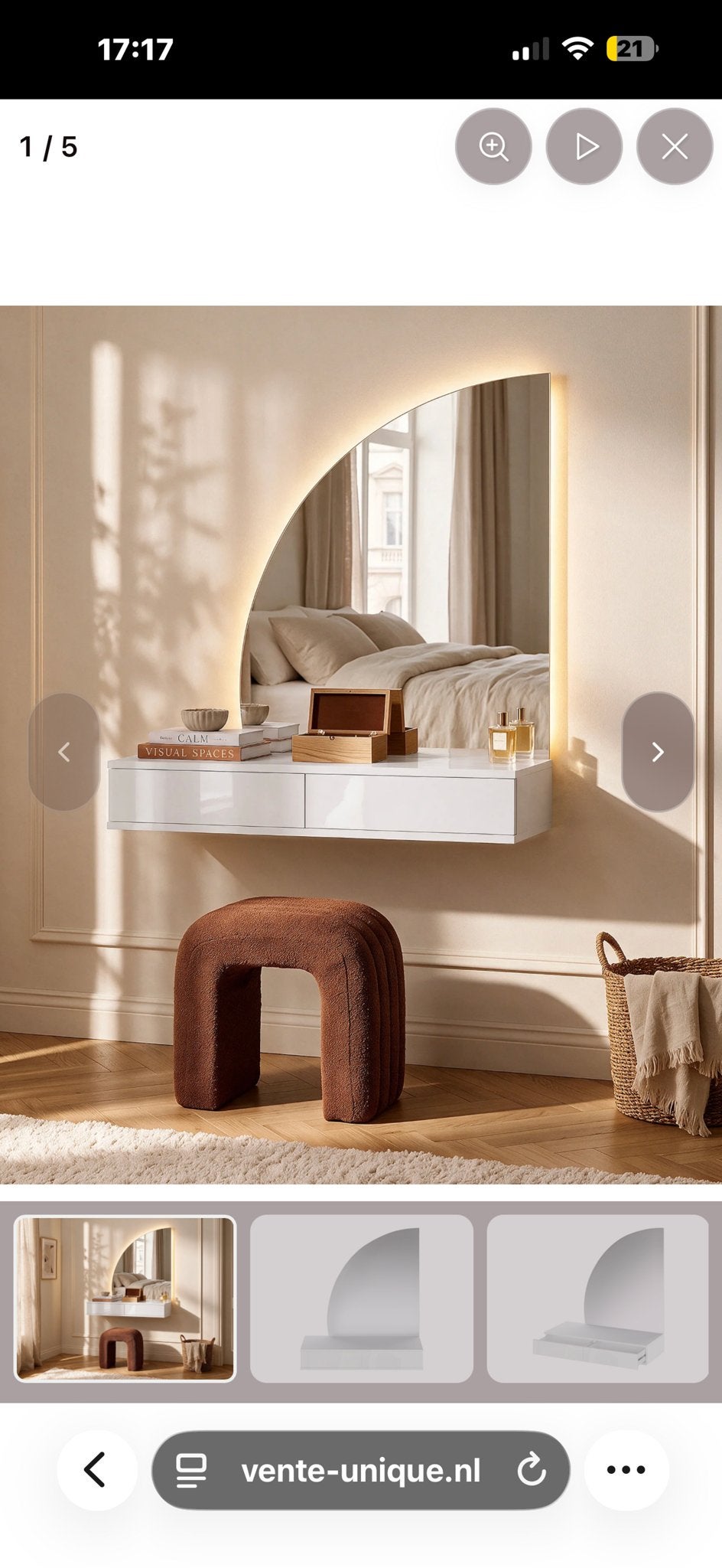 Moderne kaptafel met spiegel en lades - Nieuw, Huis en Inrichting, Ophalen, Nieuw, Hout, 100 tot 150 cm