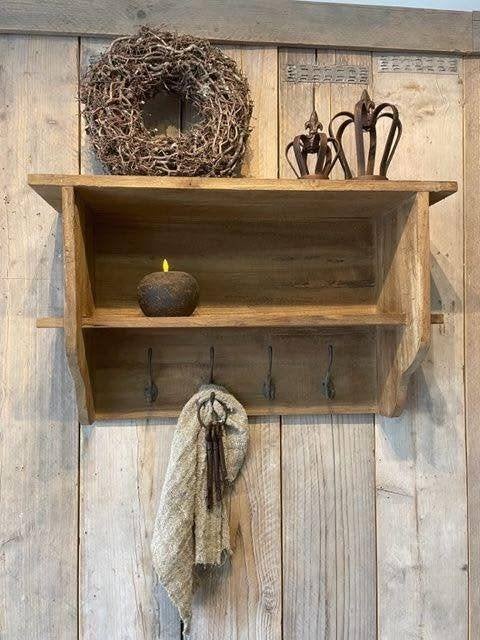 kapstok regaal gemaakt van oud hout 70 cm, Nieuw, Minder dan 100 cm, Hout, Ophalen