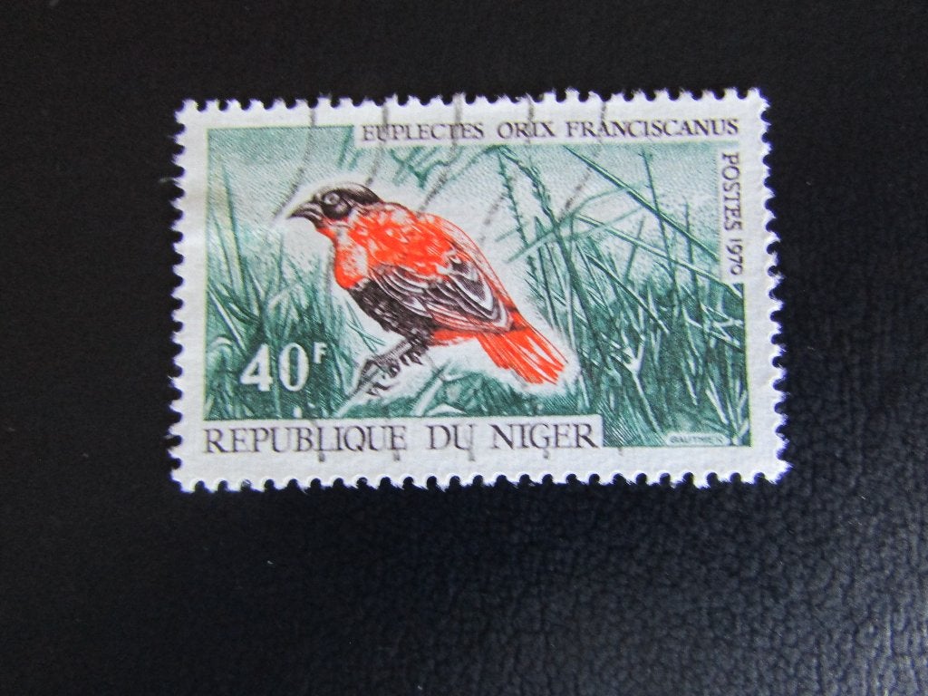 Postzegel Vogel: Oranje Wever uit Niger, Ophalen of Verzenden, Gestempeld, Dier of Natuur