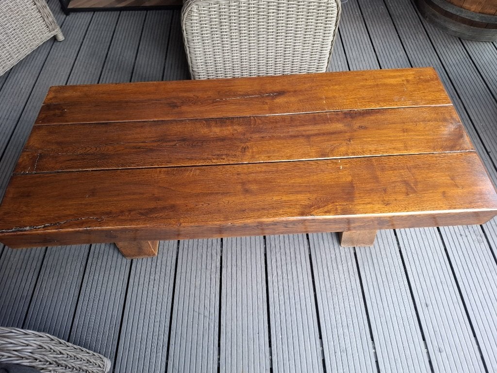 Robuuste salontafel 132 x 57 x 30 cm i.z.g.s., Ophalen, Gebruikt, 100 tot 150 cm, Voor meerdere interieurs geschikt.