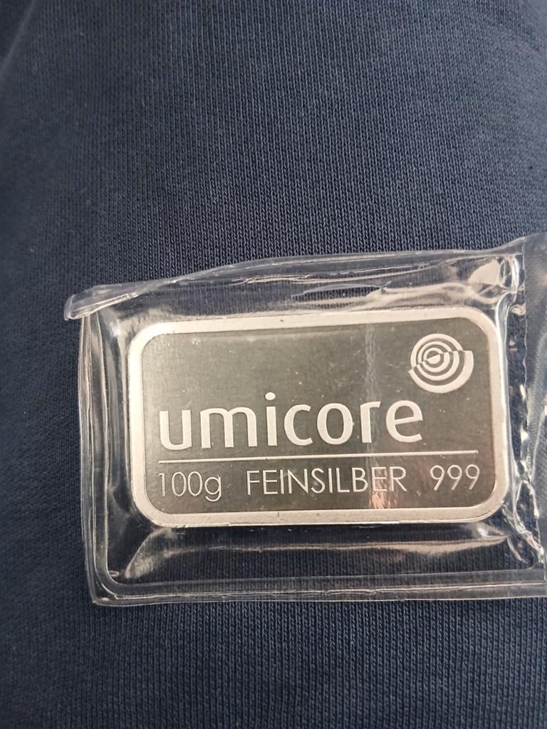 100gram umicore zilver, Postzegels en Munten, Edelmetalen en Baren, Ophalen of Verzenden, Zilver